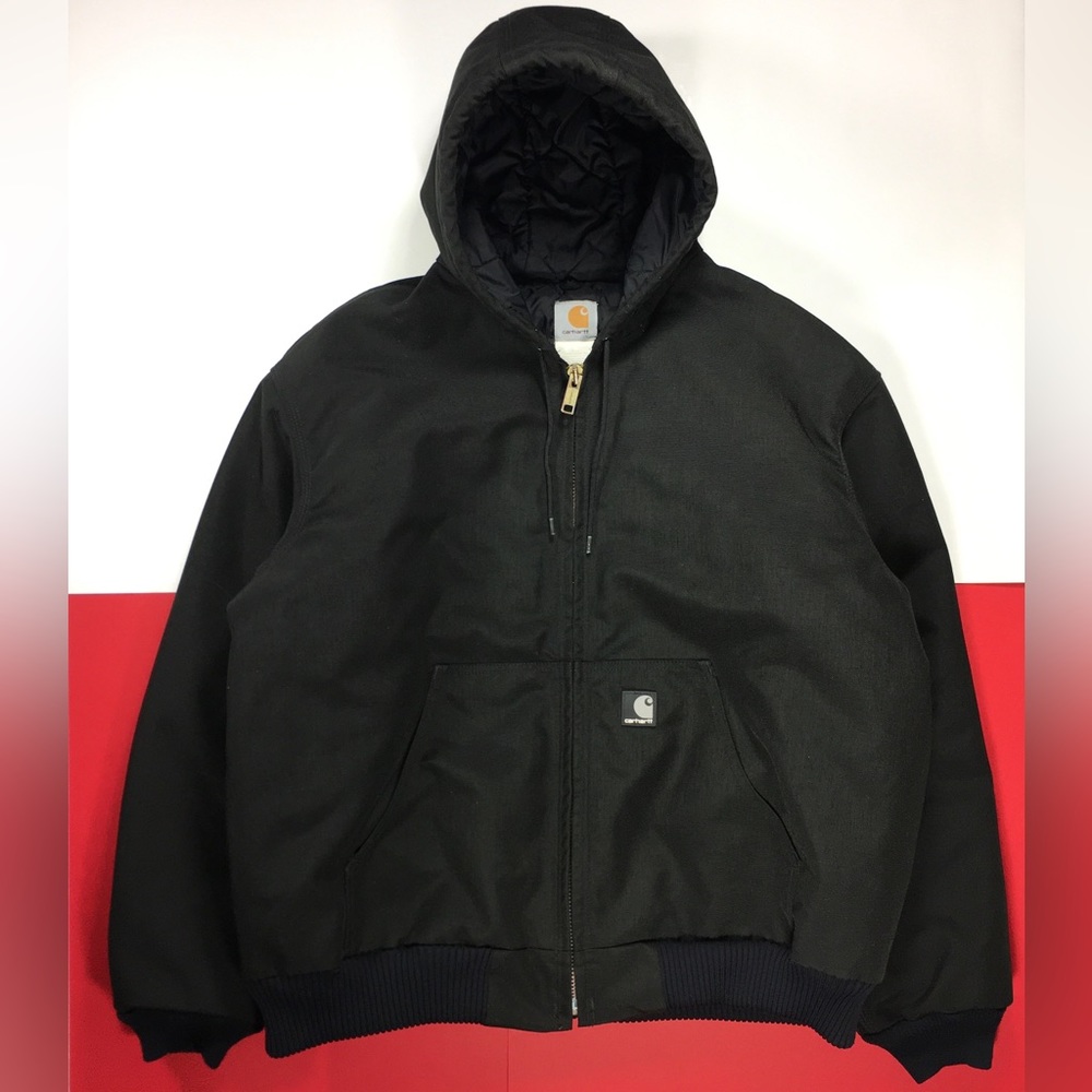 Carhartt Heavyweight Hooded Nylon Jacket XL Vintage Rubberized Logo Edition